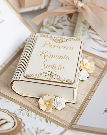Pamiątka Pierwszej Komunii exploding box kartka 3d, Papiernik