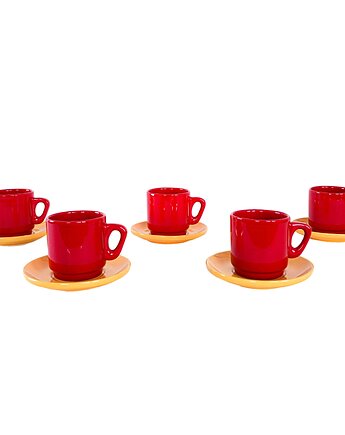 Zestaw kubków ceramicznych, włoski design, lata 80, produkcja: Włochy, Przetwory design