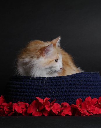 Legowisko dla kota ze sznurka handmade granatowe, THE MISS CAT