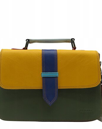 Torebka skórzana do ręki i na ramię, regulowany pasek, kolorowa eko OLIVKA, Olivka Warsaw