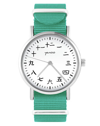 Zegarek - Kanji - turkusowy, nylonowy, yenoo