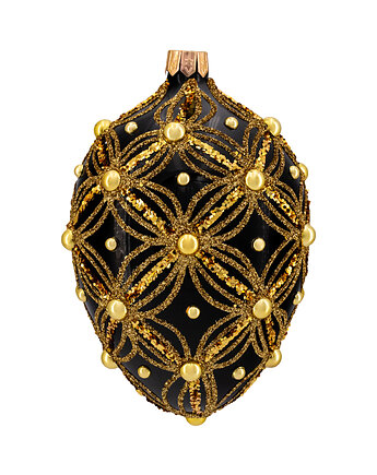 Bombka choinkowa szklana ręcznie malowana: Jajo Faberge: czarne, Syn Bombkarza