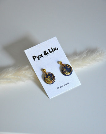 Kolczyki minimalistyczne mini koła ze złotkiem, Pyx & Lix