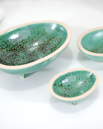 Zestaw 3 ceramicznych miseczek do serwowania - jajek, sosów, przypraw, 10FingersArt
