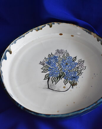 Patera ceramiczna Hortensje, Kobaltowa Sroka