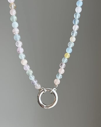 Naszyjnik ZAPIĘCIE KOŁO morganit KOLOR kamienie naturalne pastelowe, ATdiament