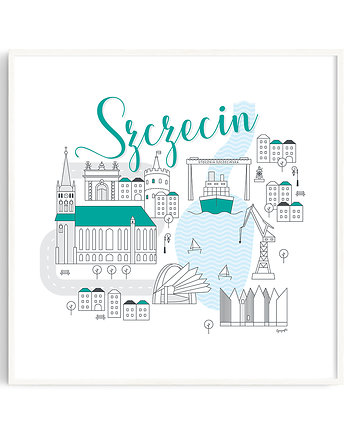 Szczecin plakat 40x40 cm, Cyrografik
