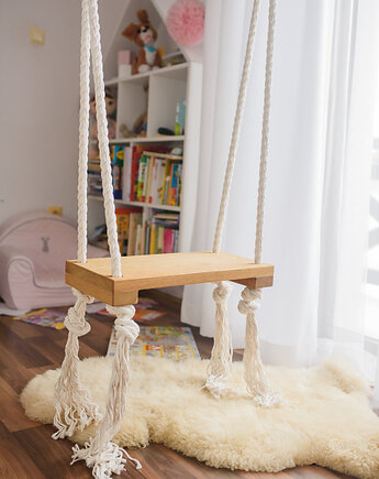Huśtawka dębowa dla dzieci i dorosłych! STYL BOHO 50 x 25 cm. Prawdziwy dąb, OhSwing