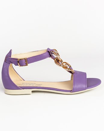 SANDAŁKI Z ŁAŃCUSZKIEM - SKÓRA NATURALNA - MODEL 372 - KOLOR WRZOSOWY, Zapato