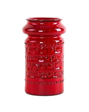 Wazon ceramiczny czerwony, niemiecki design, lata 60, produkcja: West Germany, Przetwory design