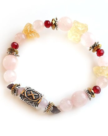 Miłość - runa gebo kwarc różowy cytryn rubin