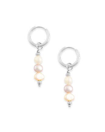 Kolczyki koła z trójkolorowymi Perłami Srebrna stal szlachetna, Kulka Bransoletki