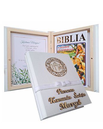 Pamiątka Pierwszej Komunii  Świętej, Biblia,Perełki, Prowansalska Manufaktura
