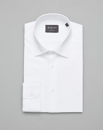 Koszula męska simeria 00374 biały slim fit, BORGIO