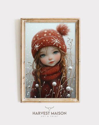 Plakat Świąteczny Dziewczynka Chłopiec 05, Harvest Maison