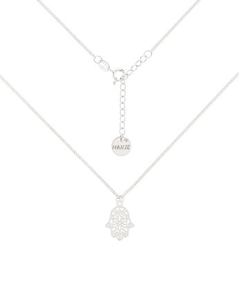 Srebrny choker pancerka z ażurową ręką Fatimy, MANJE