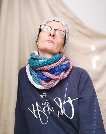 Szal zamotka szalik wrzosowo morski, Barbórka Design