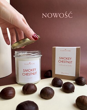SMOKEY CHESTNUT Świeca sojowa DUŻA 260 g, Plantstore