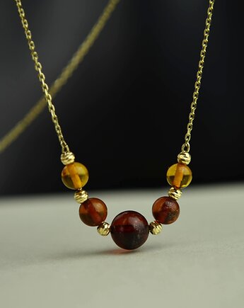 Złoty naszyjnik z koniakowym bursztynem pr. 585, Barbara Fedorczyk