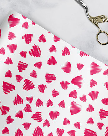 papier do pakowania -  serce kreska- P-085w, Wrap and Pack