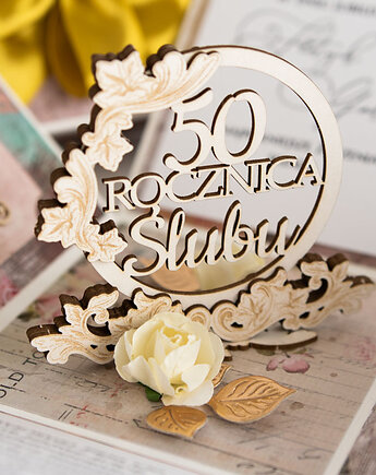 50 rocznica ślubu, złote gody, exploding box, kartka 3d, Papiernik