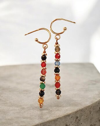 Jesienne patyczaki : długie kolczyki : agat, ozdobne sztyfty, kaktusia