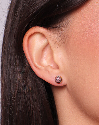 Kolczyki pozłacane sztyfty - rodonit, Bring Biżuteria