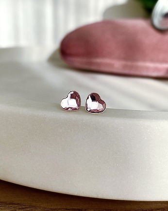 Kolczyki - kryształy Swarovski -Różane serduszka, Marisella