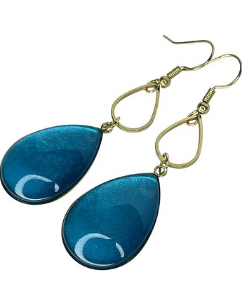 Złocone kolczyki w perłowym odcieniu turkusu, Artseko