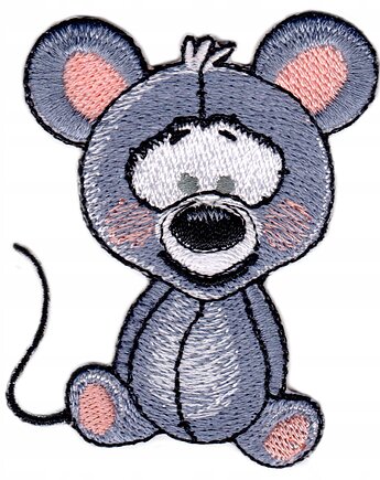 Naszywka naprasowanka MYSZKA termo haft dla dzieci 5,5x7cm, Wyszywane