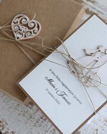 Oryginalna kartka ślubna ręcznie robiona na ślub boho, sorte