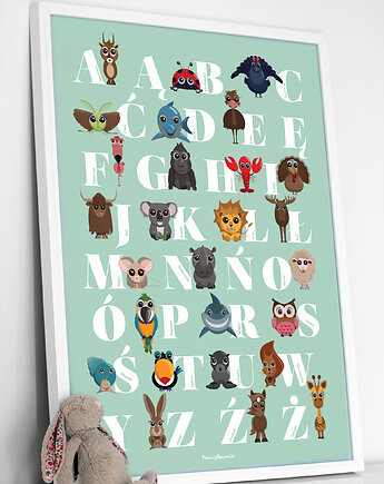 Plakat Alfabet - miętowy plakat edukacyjny, Michał Węgrzyn