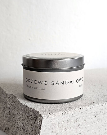 Świeca sojowa zapachowa Drzewo Sandałowe 200 g w puszce, Malvhome