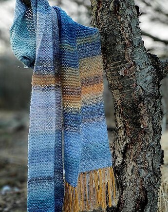 Puchate ombre z żółcieniem / szal, agat handmade