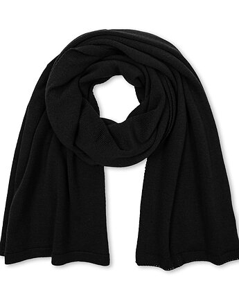 Wełniany Zimowy SZAL 100% wełny merino unisex czarny, TRUE COLOR by Ann