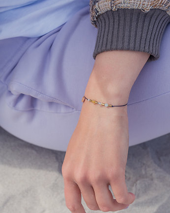 Bransoletka Zodiak Bliźnięta - Chalcedon Cytryn Kryształ Akwamaryn, w hand works