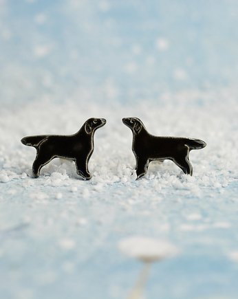 Flat coated retriever-kolczyki z psem, Dorca