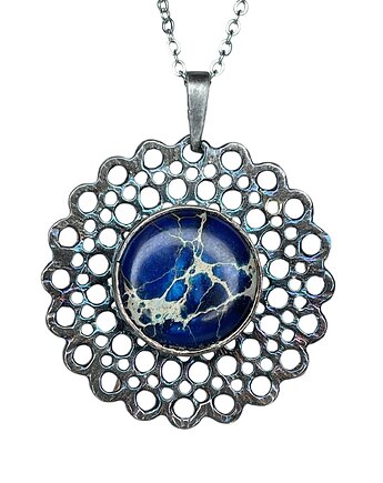 Ażurowy wisiorek z jaspisem Błękit Burzowy, Artseko