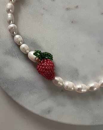 Naszyjnik z naturalnych pereł z plecionym owocem, Juicy Beads