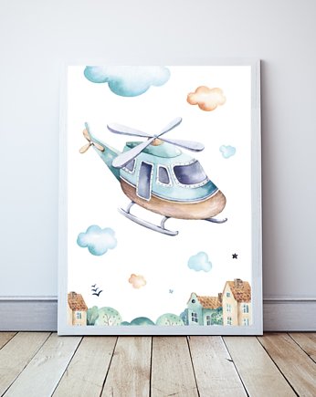 Plakat dla chłopca Helikopter z serii Blue Sky, Wallie Studio Dekoracji