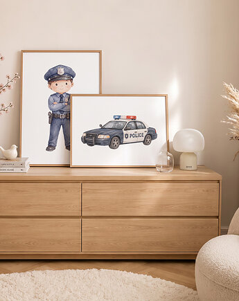 POLICJANT I RADIOWÓZ - 2 x plakat dla dzieci, Pastelowelove
