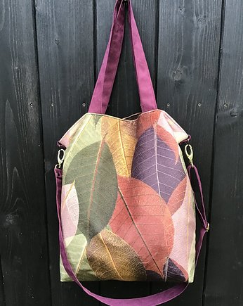 Torba hobo XXL - print jesienne liście, PRACOWNIA 166