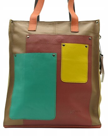 Torebka damska na ramię, shopper, duża, pojemna, mieści A4 skórzana OLIVKA, Olivka Warsaw