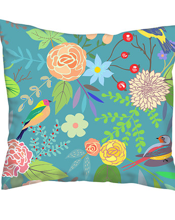 Poduszka full print, kwiaty i ptaki, Love Life and Forest