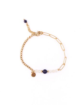 Bestseller! Bransoletka z Cytrynem i Nocą Kairu Pozłacana stal szlachetna, Kulka Bransoletki