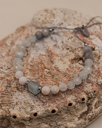 Bransoletka Męska Ryby Akwamaryn Opal Selenit, w hand works