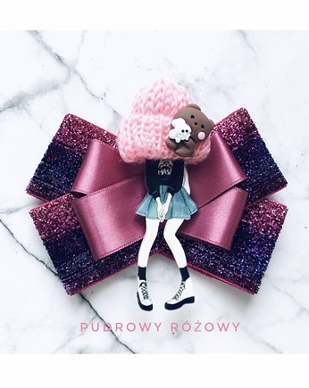 Brosza Tęczowa z Laleczką NEW, Pudrowy Różowy