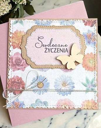 Serdeczne życzenia : vintage floral : uniwersalna kartka, kaktusia