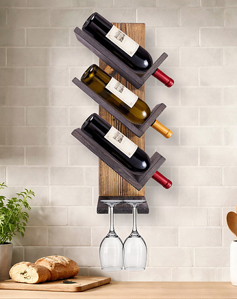 Drewniany Wieszak ścienny John Paddle na Wino i Kieliszki Burned Lewy, John Paddle