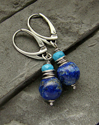 Kolczyki Lapis lazuli i turkus, RayOfArt